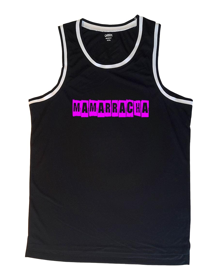 Camiseta basquet - Mamarracha - Negra con texto fucsia