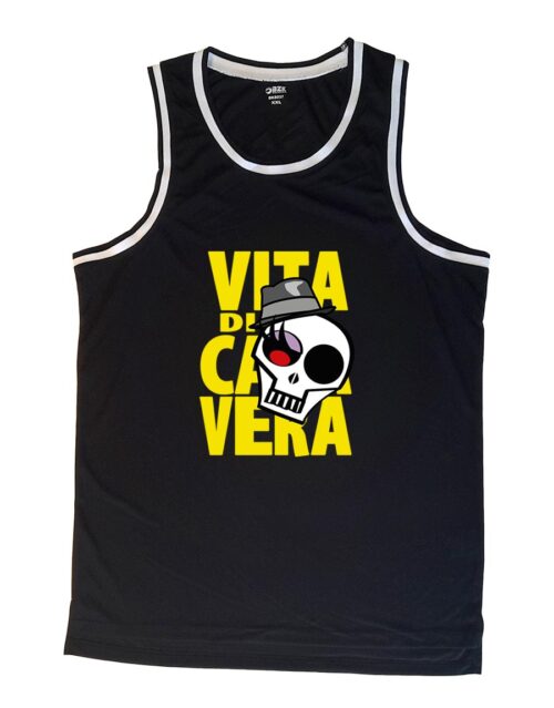 Camiseta basquet - Vita di Calavera - Negra con letras amarillas