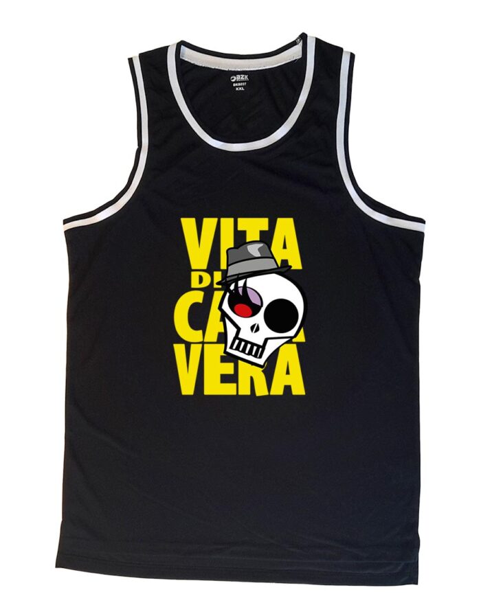 Camiseta basquet - Vita di Calavera - Negra con letras amarillas