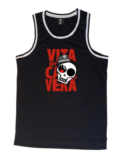 Camiseta basquet - Vita di Calavera - Negra con letras rojas