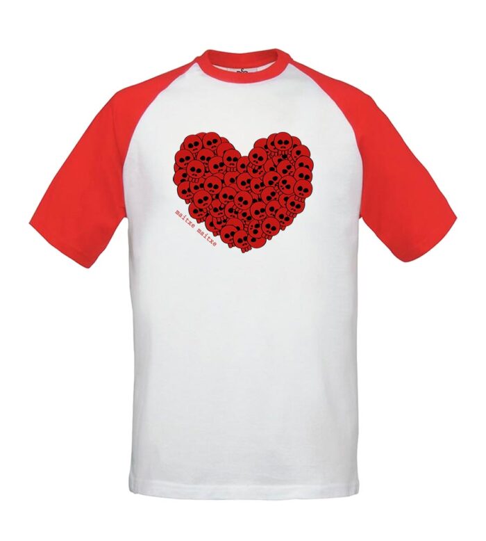 Camiseta beisbolera - Maitxe Maitxe - Blanca con mangas rojas