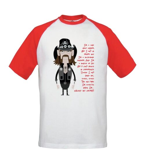 Camiseta beisbolera - Old Lemmy - Blanca con mangas rojas
