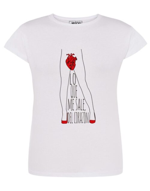 Camiseta manga corta entallada - Lo que me sale del corazón - Blanca
