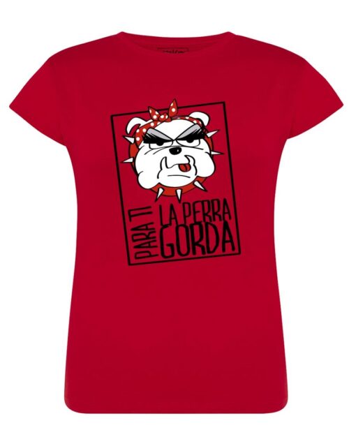 Camiseta manga corta entallada - Perra gorda - Roja