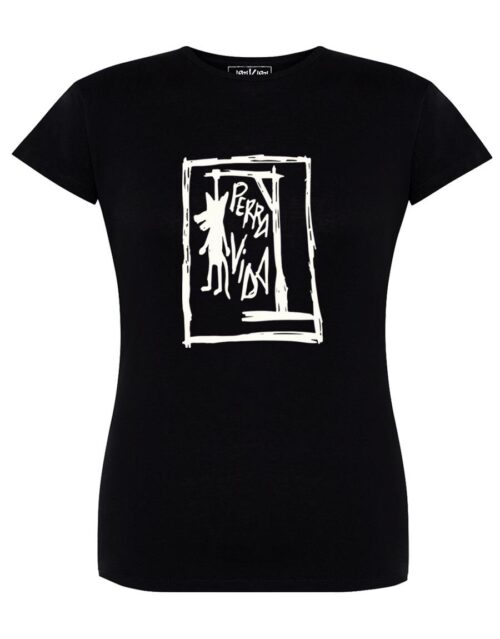 Camiseta manga corta entallada - Perra vida - Negra