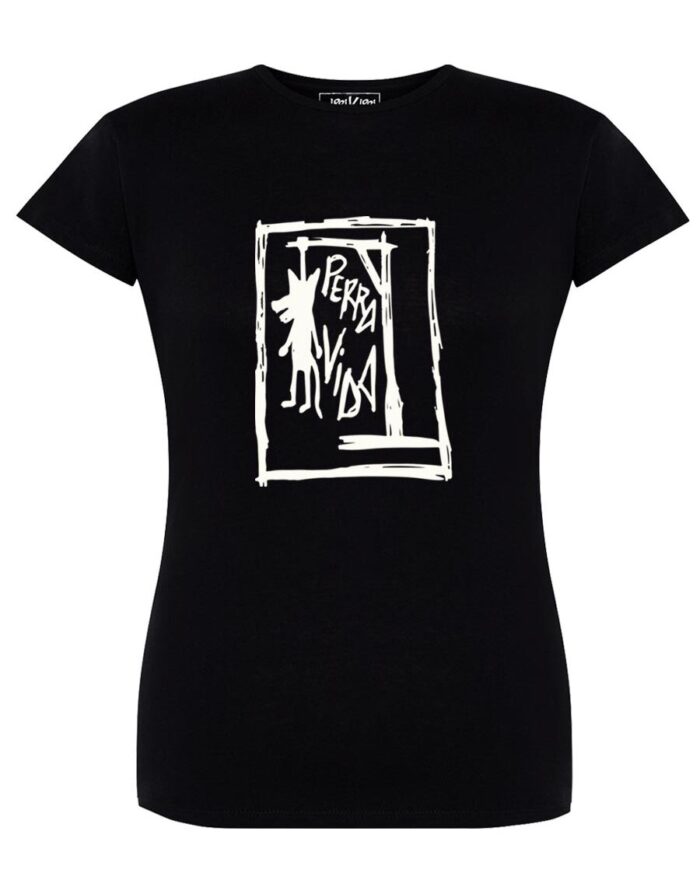 Camiseta manga corta entallada - Perra vida - Negra