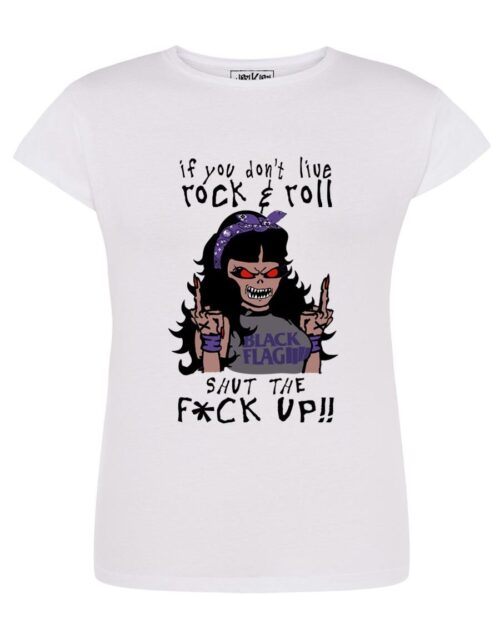 Camiseta manga corta entallada - Rockgirl - Blanca