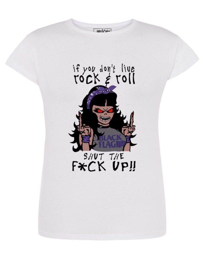 Camiseta manga corta entallada - Rockgirl - Blanca