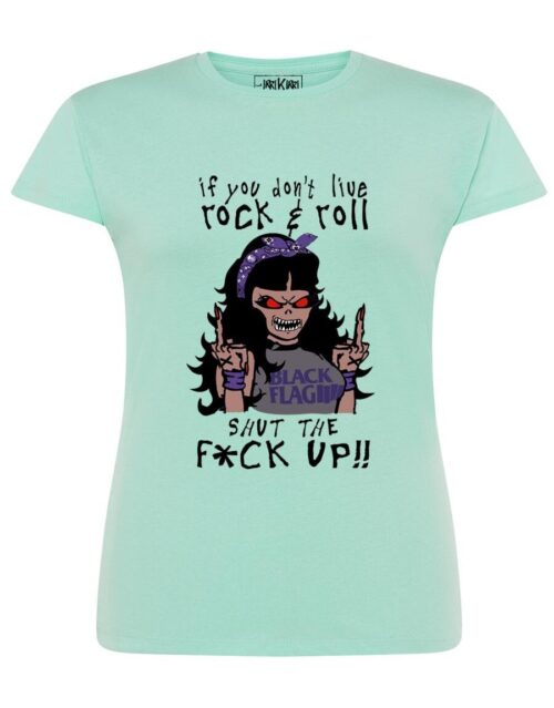 Camiseta manga corta entallada - Rockgirl - Verde menta
