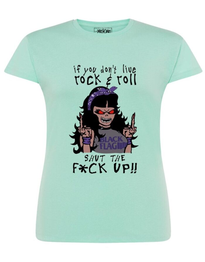 Camiseta manga corta entallada - Rockgirl - Verde menta