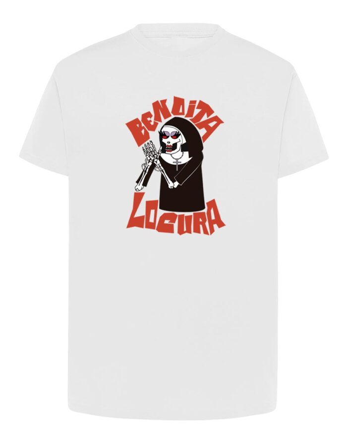 Camiseta manga corta recta - Bendita locura - Blanca