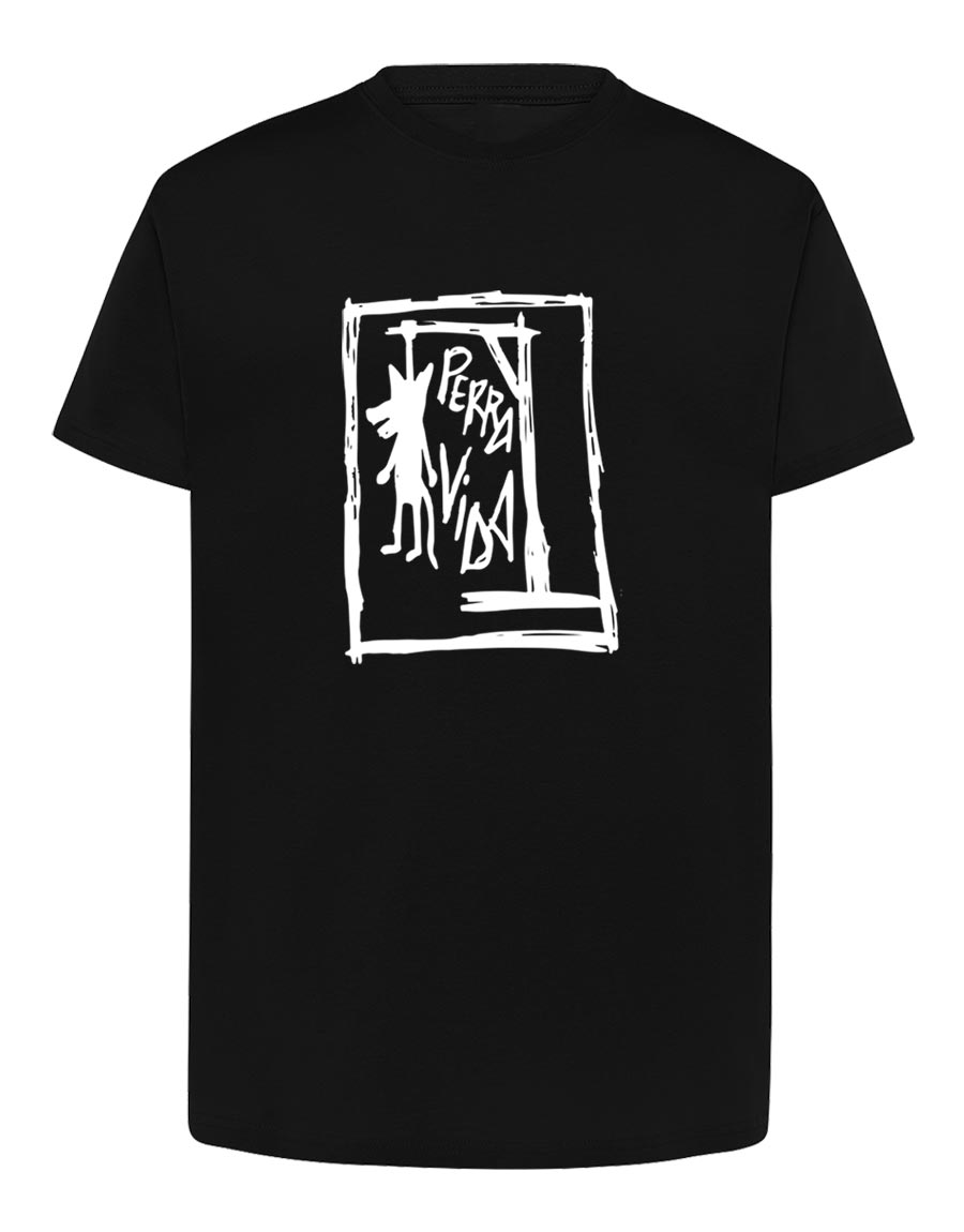 Camiseta manga corta recta - Perra Vida - Negra