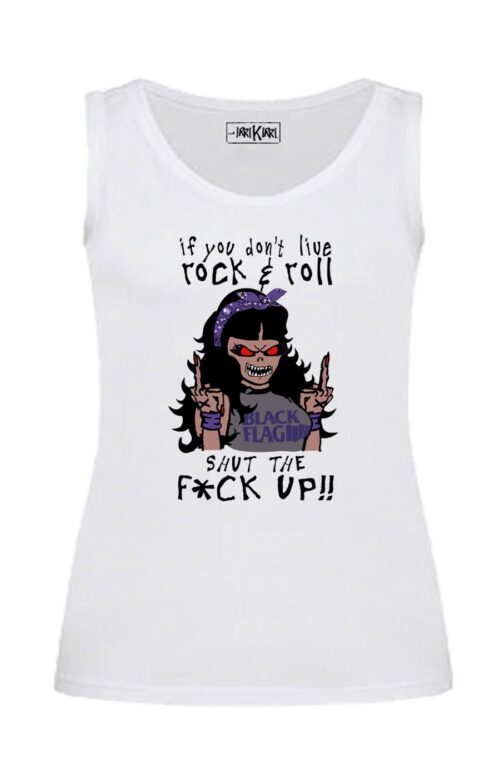 Camiseta sin mangas entallada - Rockgirl - Blanca