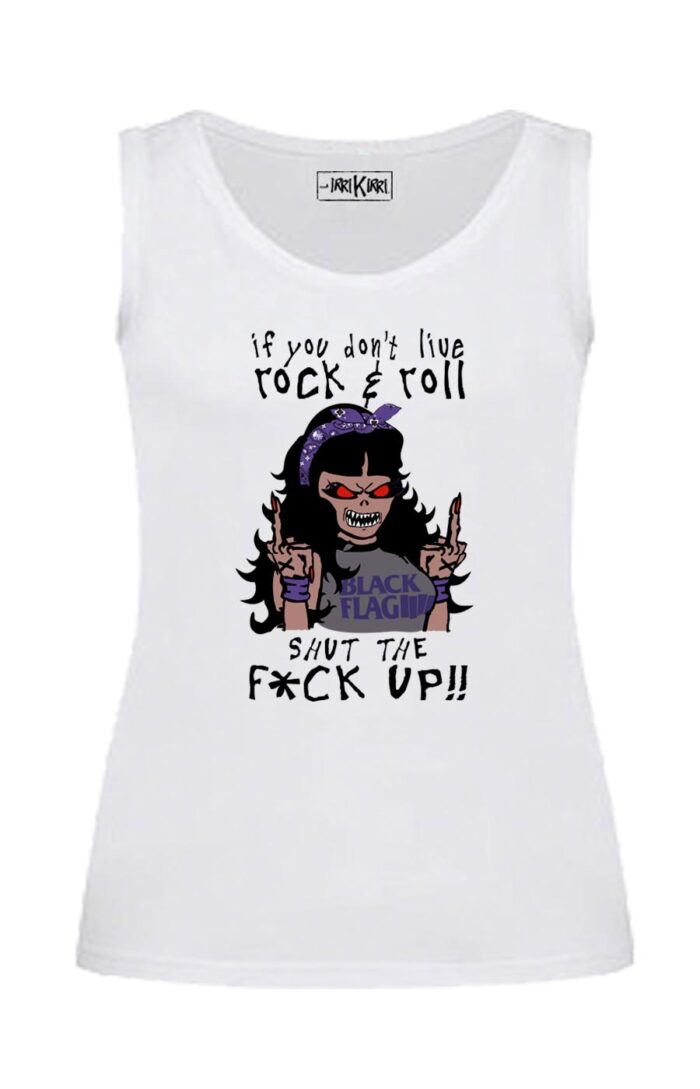 Camiseta sin mangas entallada - Rockgirl - Blanca