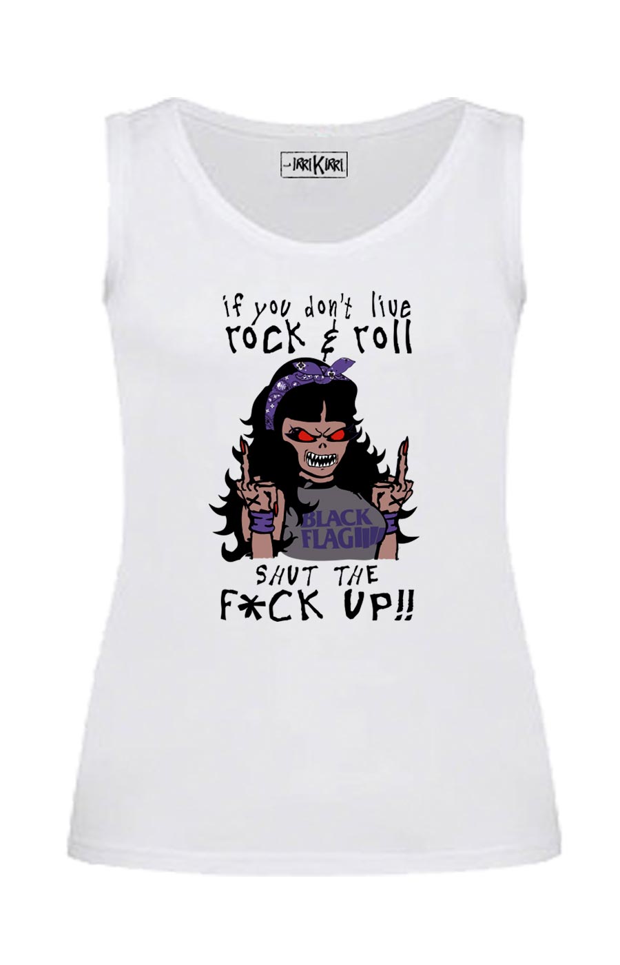 Camiseta sin mangas entallada - Rockgirl - Blanca