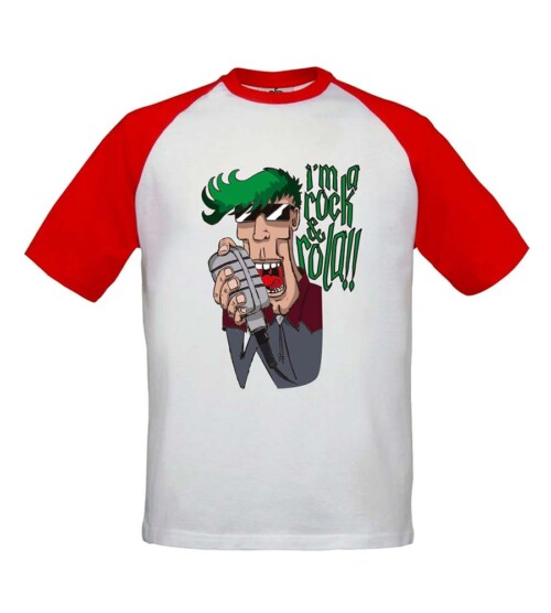 Camiseta beisbolera - Rocknrola - Blanca con mangas rojas