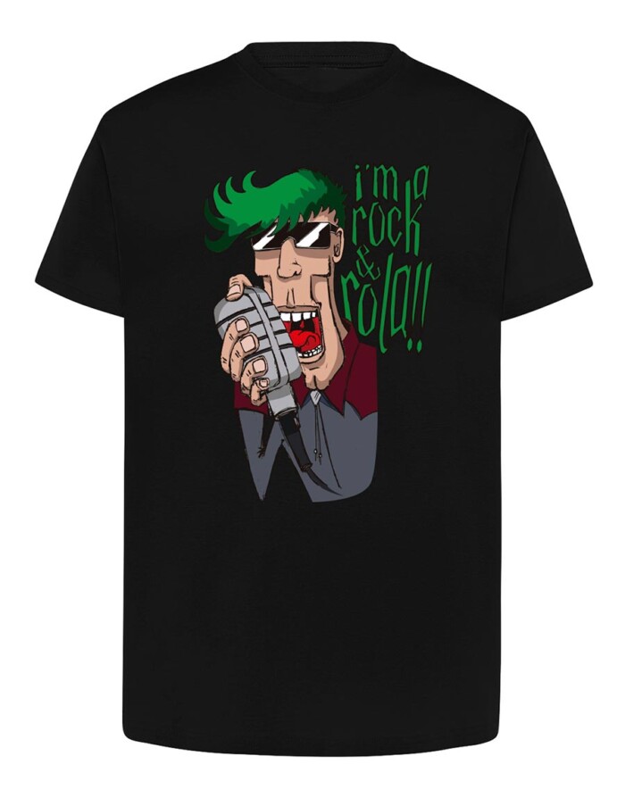 Camiseta manga corta recta - Rocknrola - Negra